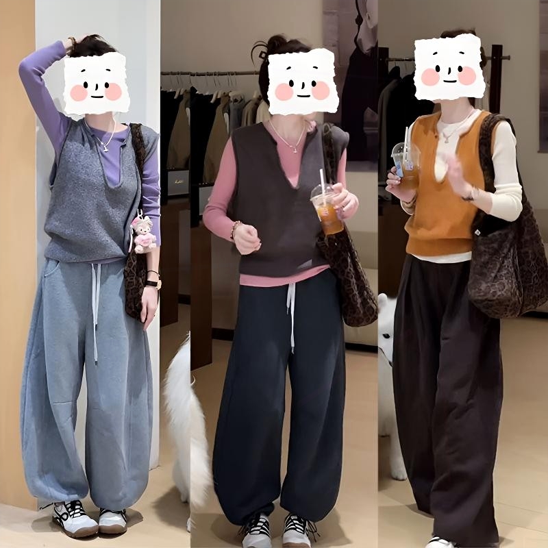 约真两件上衣搭配休闲裤显工作室原创秋季新款韩系休闲宽松时尚简
