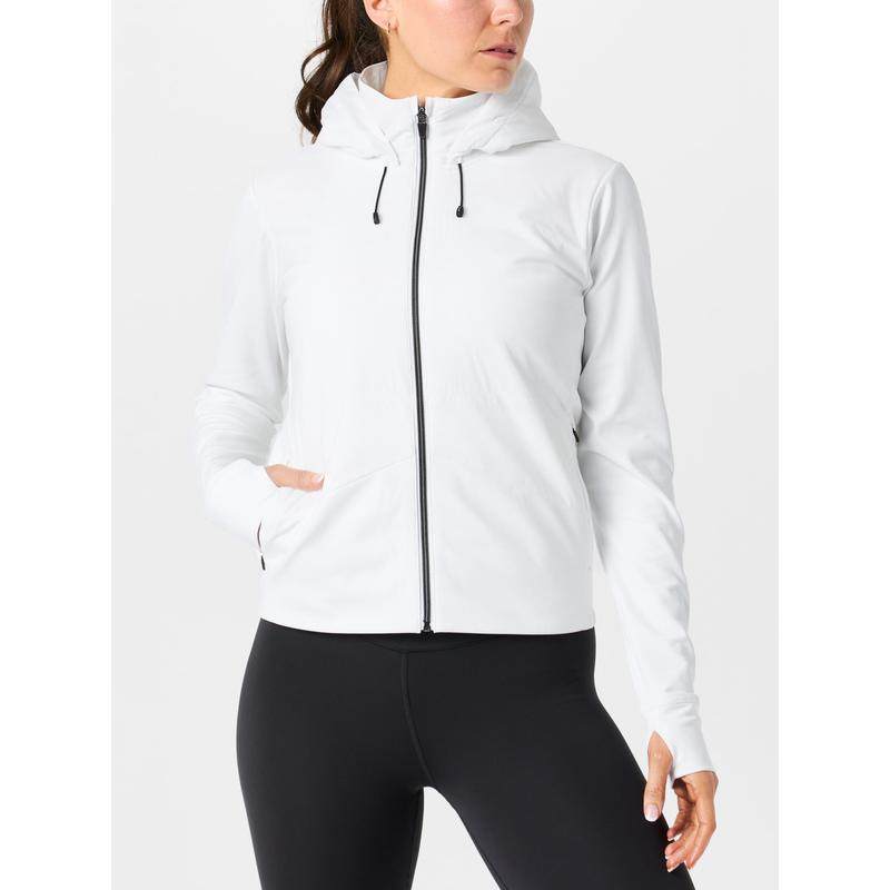 代购Vuori女士运动夹克防泼水可调节帽绳拇指孔设计双拉链口袋