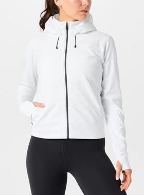 代购Vuori女士运动夹克防泼水可调节帽绳拇指孔设计双拉链口袋