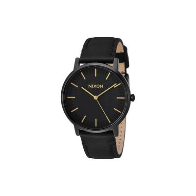 代购Nixon女士腕表计时夜光日期三针黑色皮革钢壳防水商务休闲