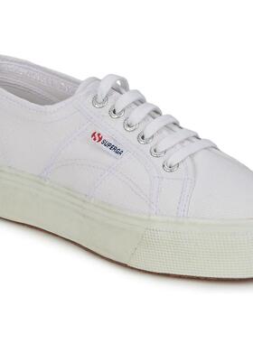 代购Superga女士帆布鞋舒适轻便透气耐磨白色纺织面料橡胶鞋底