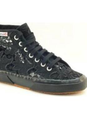 代购Superga女士高帮板鞋舒适穿着日常出行轻便耐磨透气设计黑色