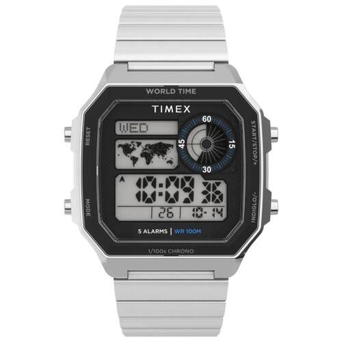 美国代购Timex/天美时男士手表欧美腕表世界时间防水100米钢带
