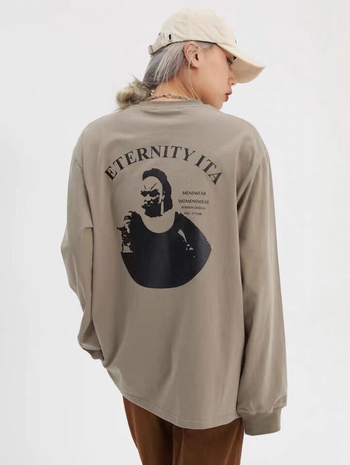 [ OCTOBER ] ETERNITY Khaki Graffiti printing Versatile Basics Easy Primer Long sleeve T-shirt men and womenin the Men's clothing, T-shirt  category - from Buy2taobao.com to provide professional Taobao agent buy service