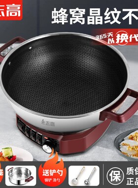 志高定时加厚蜂窝不粘电炒锅多功