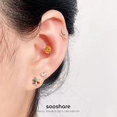 钛合金耳钉套装 养耳洞内螺旋睡觉免摘爆闪绝美设计感耳骨钉女高级