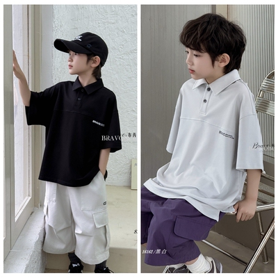 布芮欧2025夏男童POLO衫短袖T恤