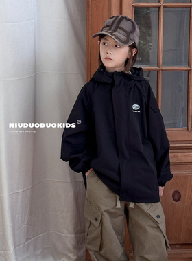 牛哆哆2024秋新款男童女童冲锋衣外套拉链衫中大童儿童童装77690