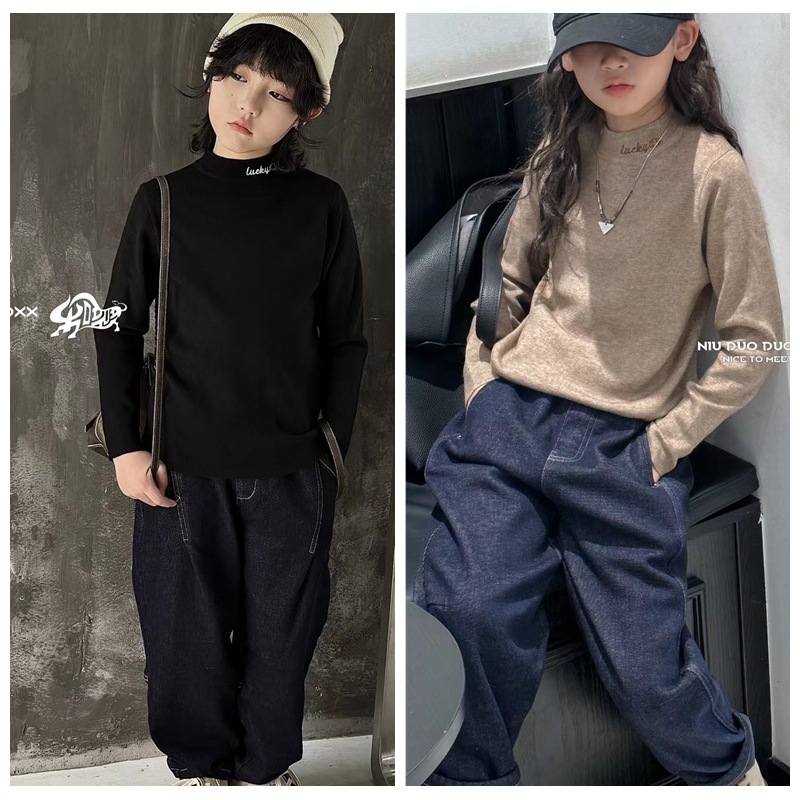 牛哆哆2023冬男童圆领毛衣打底衫