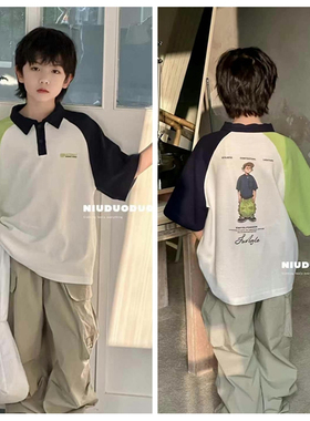 牛哆哆2025夏新款男童女童POLO衫短袖T恤中大童儿童童装学生39052
