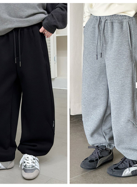 牛哆哆2025冬新款男童女童加绒休闲裤针织裤韩版中大童儿童55595