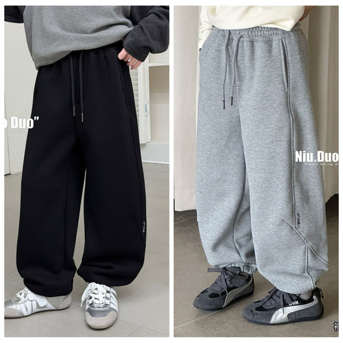 牛哆哆2025冬新款男童加绒休闲裤