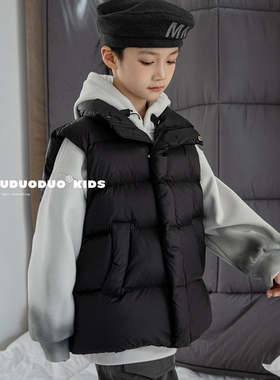 牛哆哆2024冬新款男女童外穿背心羽绒马甲儿童白鸭绒潮韩版34452