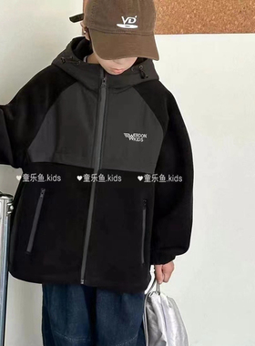 童乐鱼2024冬新款男童女童摇粒绒外套拉链衫中大童儿童童装58138