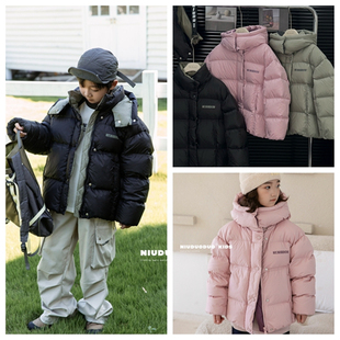 34035 潮韩版 牛哆哆2024冬新款 男童女童羽绒服外套儿童白鸭绒童装