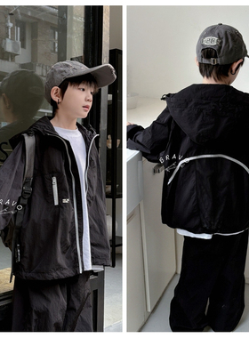 布芮欧2025春新款男童风衣外套拉链衫夹克衫中大童儿童童装72367