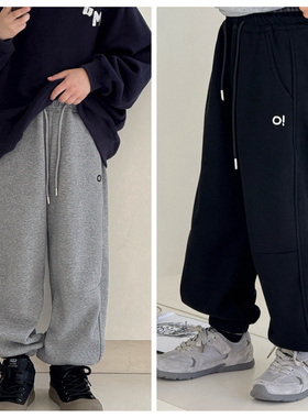 大e小e2025冬新款男童女童加绒休闲裤针织裤韩版中大童儿童66601