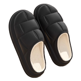 防水棉拖鞋男士冬季2024新款室内居家厚底防滑加绒保暖外穿棉鞋女