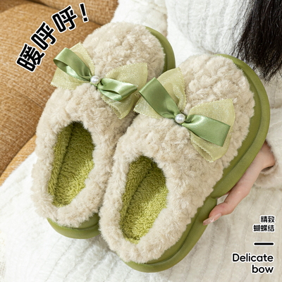 毛绒棉拖鞋女士秋冬季2025新款