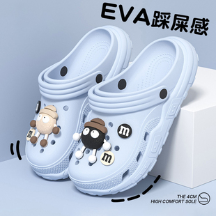 防滑EVA包头卡通亲子凉拖男孩 外穿2025新款 小煤球洞洞鞋 女士夏季