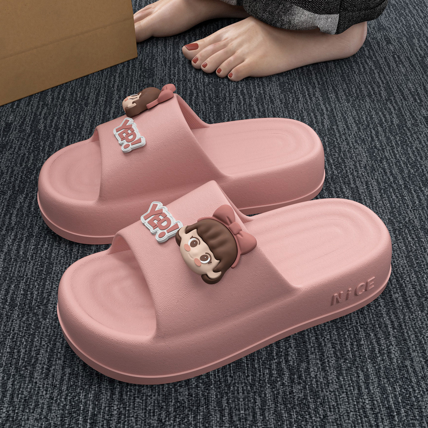 超萌女孩拖鞋女士2026新款居家室内静音防滑厚底EVA不臭脚凉拖女
