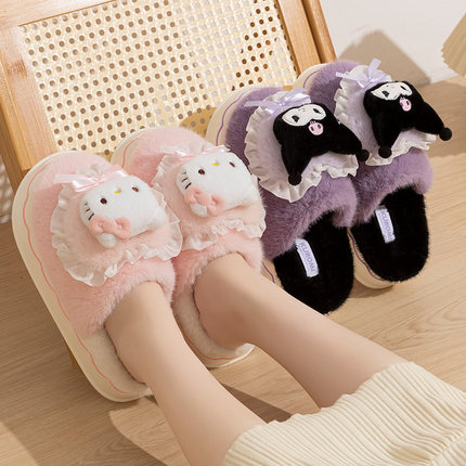 hellokitty可爱棉拖鞋女士冬季新款居家毛绒保暖亲子包头棉鞋女孩