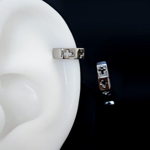 镂空十字架钛合金直针耳圈