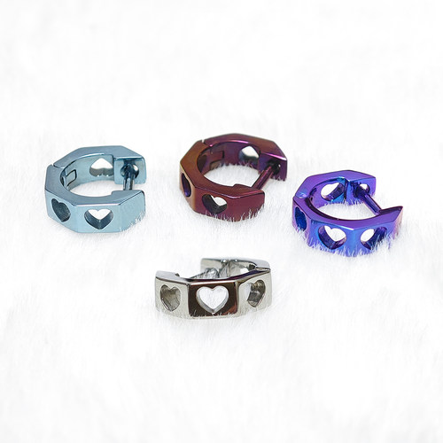 镂空爱心直针耳圈F136钛合金穿刺