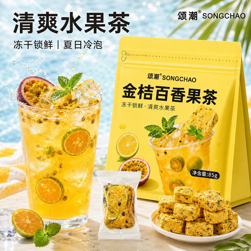 颂潮冻干百香果金桔茶水果茶冷泡冻干速溶水果茶冲泡即溶泡水