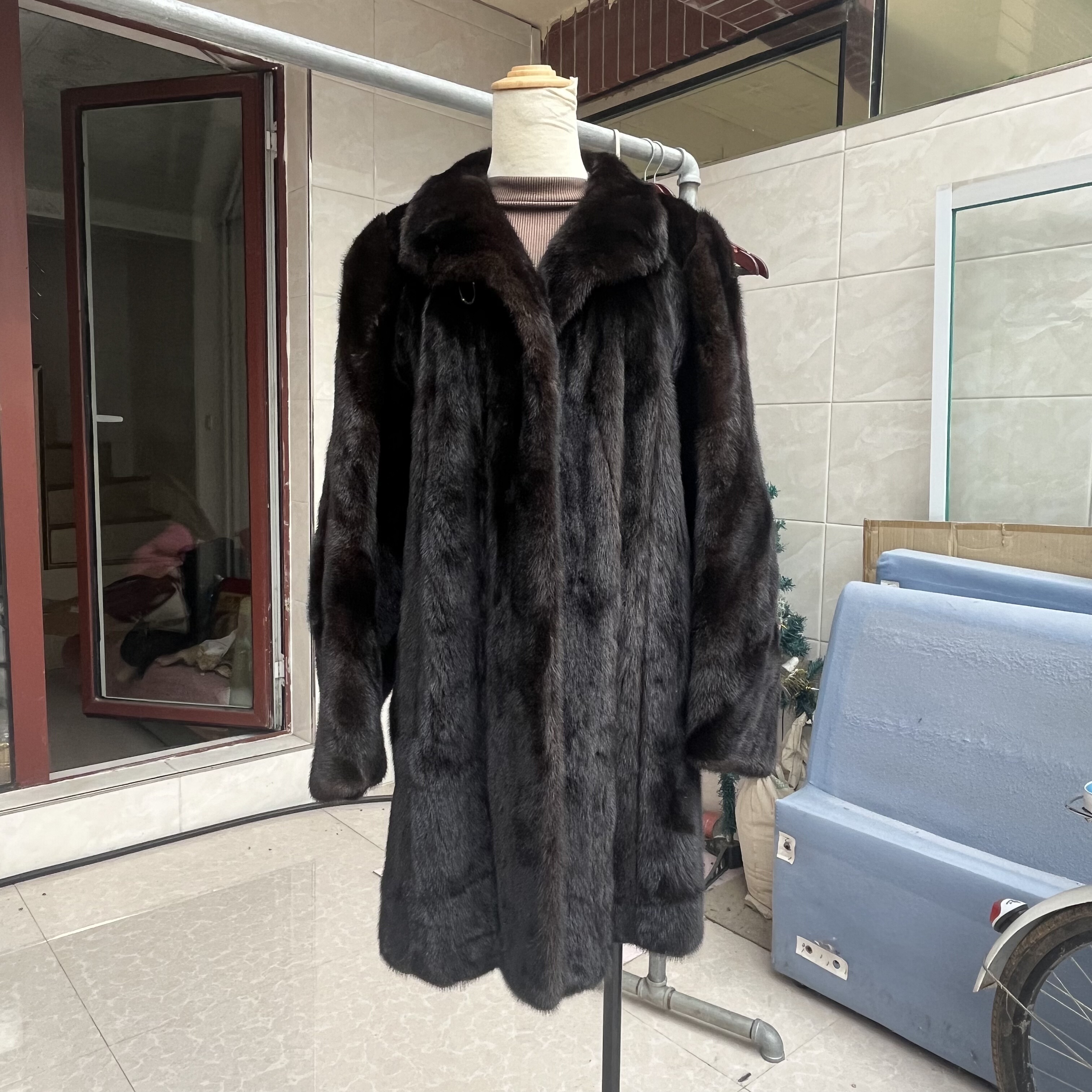 vintage进口貂皮中古皮草外套女款整貂宝嘉美级别美国皮针短绒厚