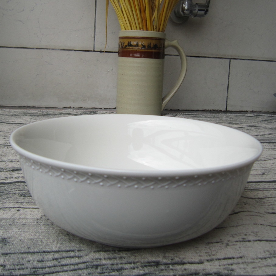 欧美名品LZ餐具 圆形陶瓷釉下彩西餐碗 汤碗 白色面碗 家用水果碗