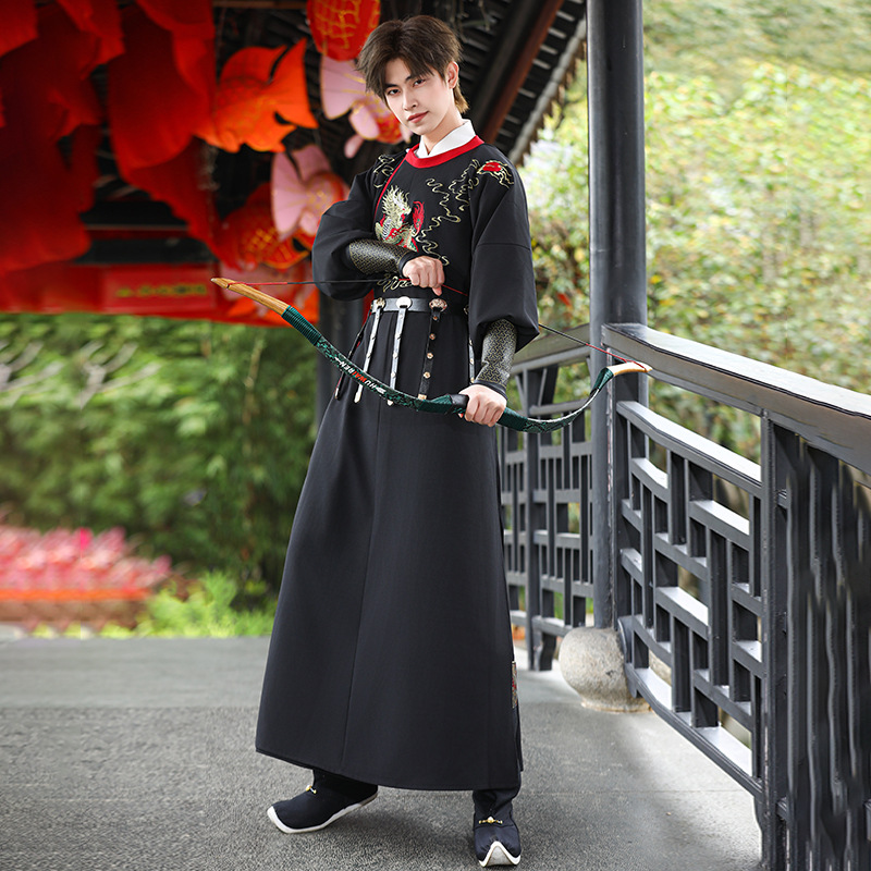 汉服男明制圆领袍长袍大码