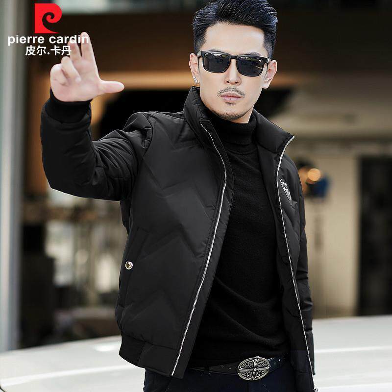 皮尔卡丹冬季鸭绒牛奶皮男士羽绒服2025新款夹克短款保暖免洗外套
