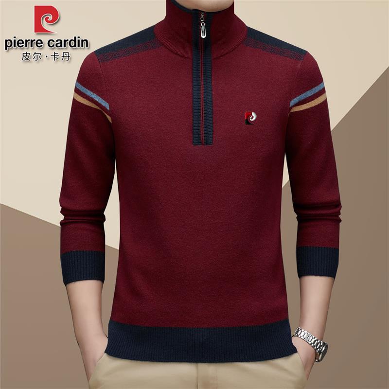 半开领撞色加厚半拉链保暖毛衣