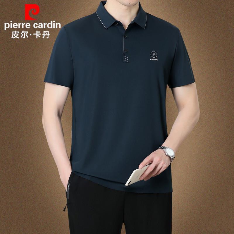 皮尔卡丹中老年名牌爸爸夏装冰丝短袖套装男父亲宽松大码运动服男