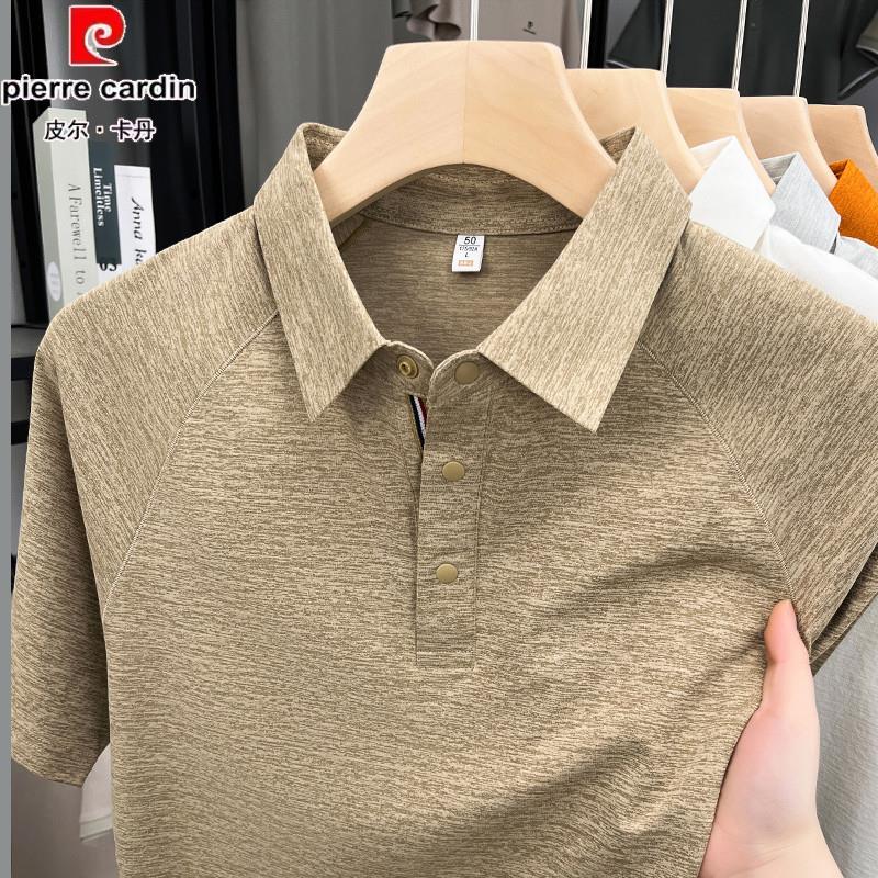 皮尔卡丹短袖t恤男士2025夏季新款翻领纯棉polo衫中年爸爸装上衣