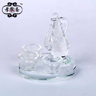 水晶摆件随葬酒具酒壶酒杯殡葬丧葬安葬墓穴摆件玻璃保平安