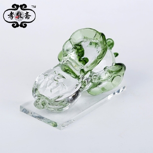 水晶摆件白菜寓意骨灰盒墓地一条龙摆财百财随葬殡葬安葬墓穴摆件