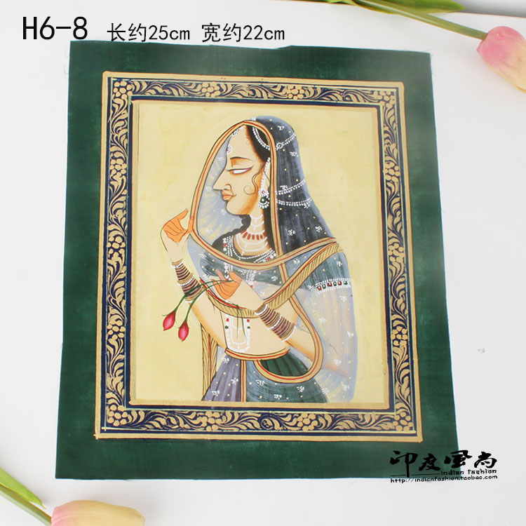 印度风尚 进口手工细密画壁画装饰画玄关客厅软装画芯无框