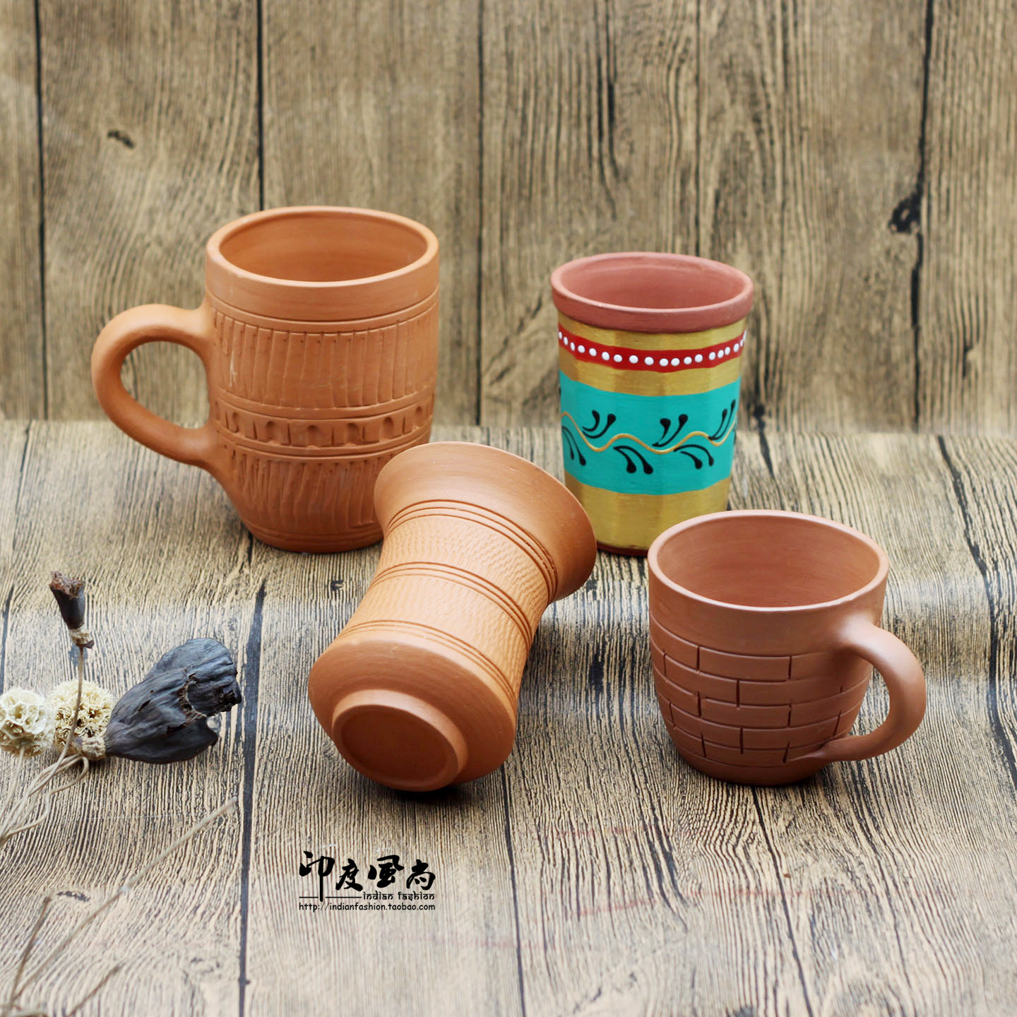 印度风尚 印度特色红茶陶杯奶茶杯手工制作茶杯茶具 家用泡茶礼物