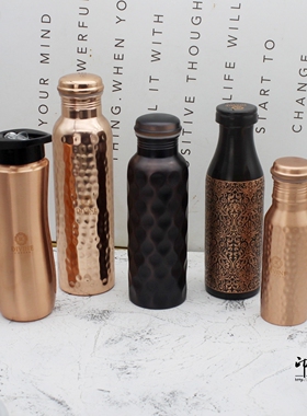 印度风尚 手工纯铜紫铜水瓶户外运动瑜伽壶随手冷水杯东南亚水瓶