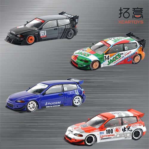 拓意POPRACE 1/64本田思域Pandem EG6火箭兔合金汽车模型收藏摆件