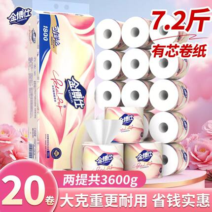 金博仕有芯卷纸空芯卷纸卫生纸厕用大卷卷筒纸商超同款5层厚提装