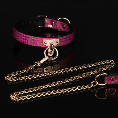 原创蛇纹高端皮质项圈T字颈环