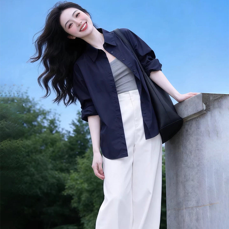 开衫休闲长袖衬衫女春夏