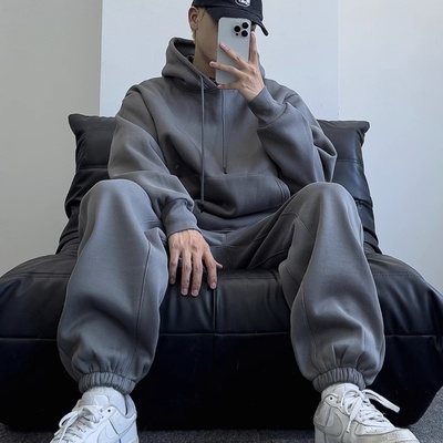 秋冬季休闲运动卫衣套装男款街头简约潮牌男生痞帅高级感一套男装