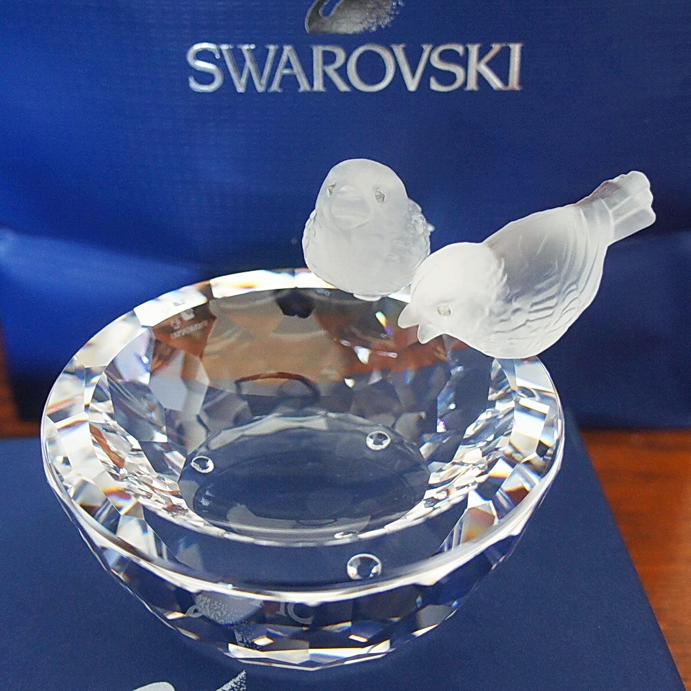 特价蓝色方盒现货 施华洛世奇 水晶小情鸟 摆件/烛台/烟缸 010029