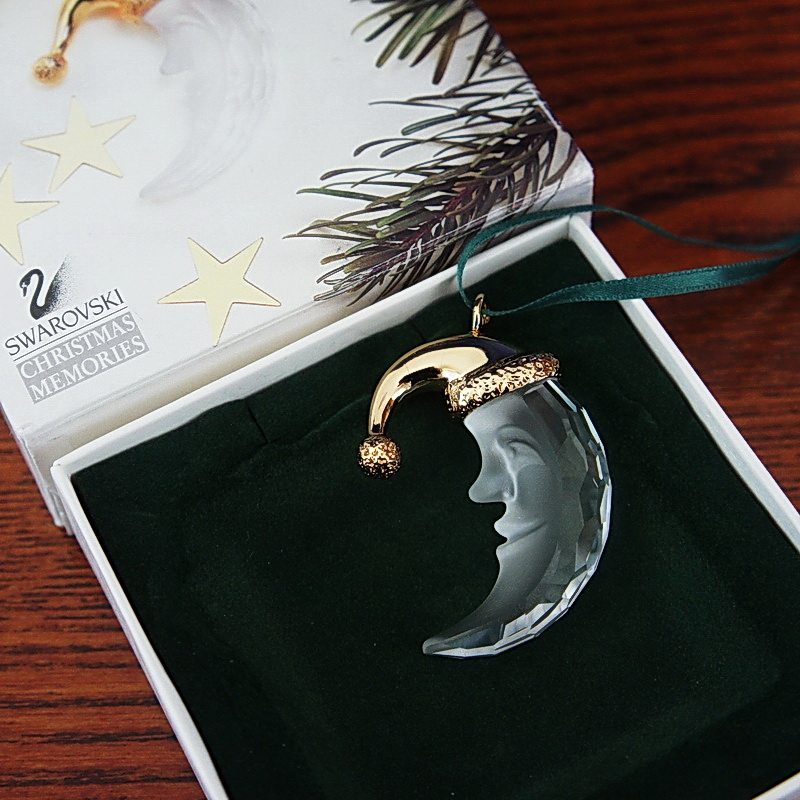 现货附小票 施华洛世奇 水晶月亮笑脸挂件 203077 金色追忆系列