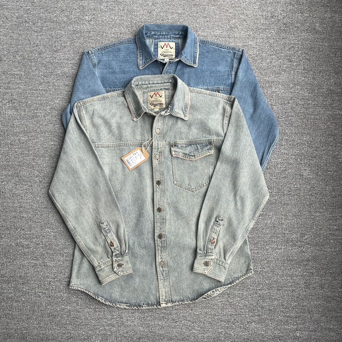 秋季新款复古水洗特色拼接牛仔织带衬衣长袖牛仔衬衫休闲男士外套