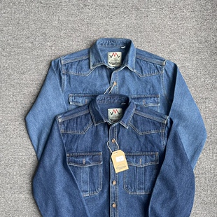 重工牛仔衬衫 复古水洗做旧修身 长袖 美式 牛仔衬衣外套 男士 秋冬款